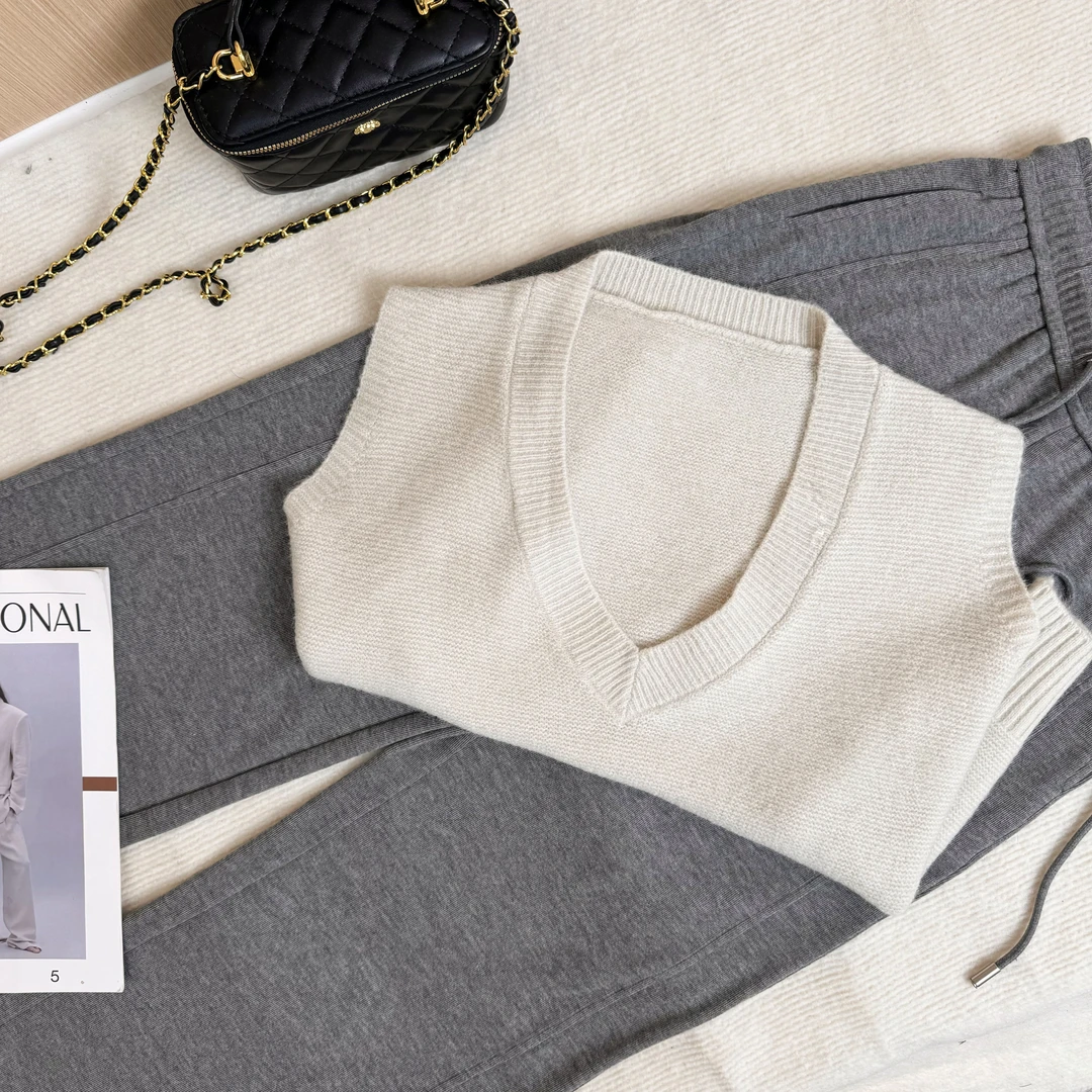 【晴姐】M1412 V领叠穿坎肩纯色马甲