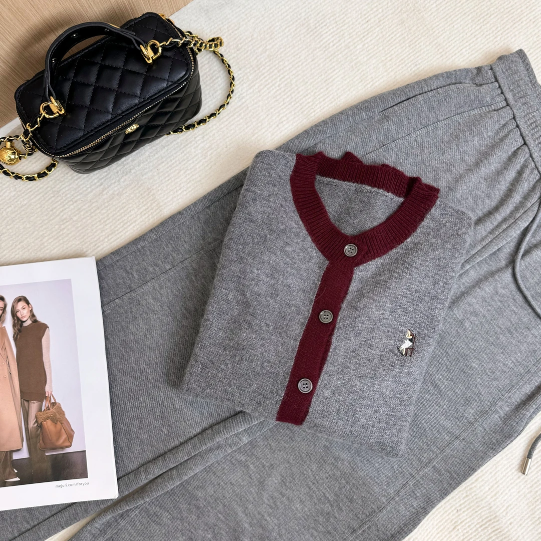 【晴姐】M1399 文艺范刺绣拼色长袖针织开衫