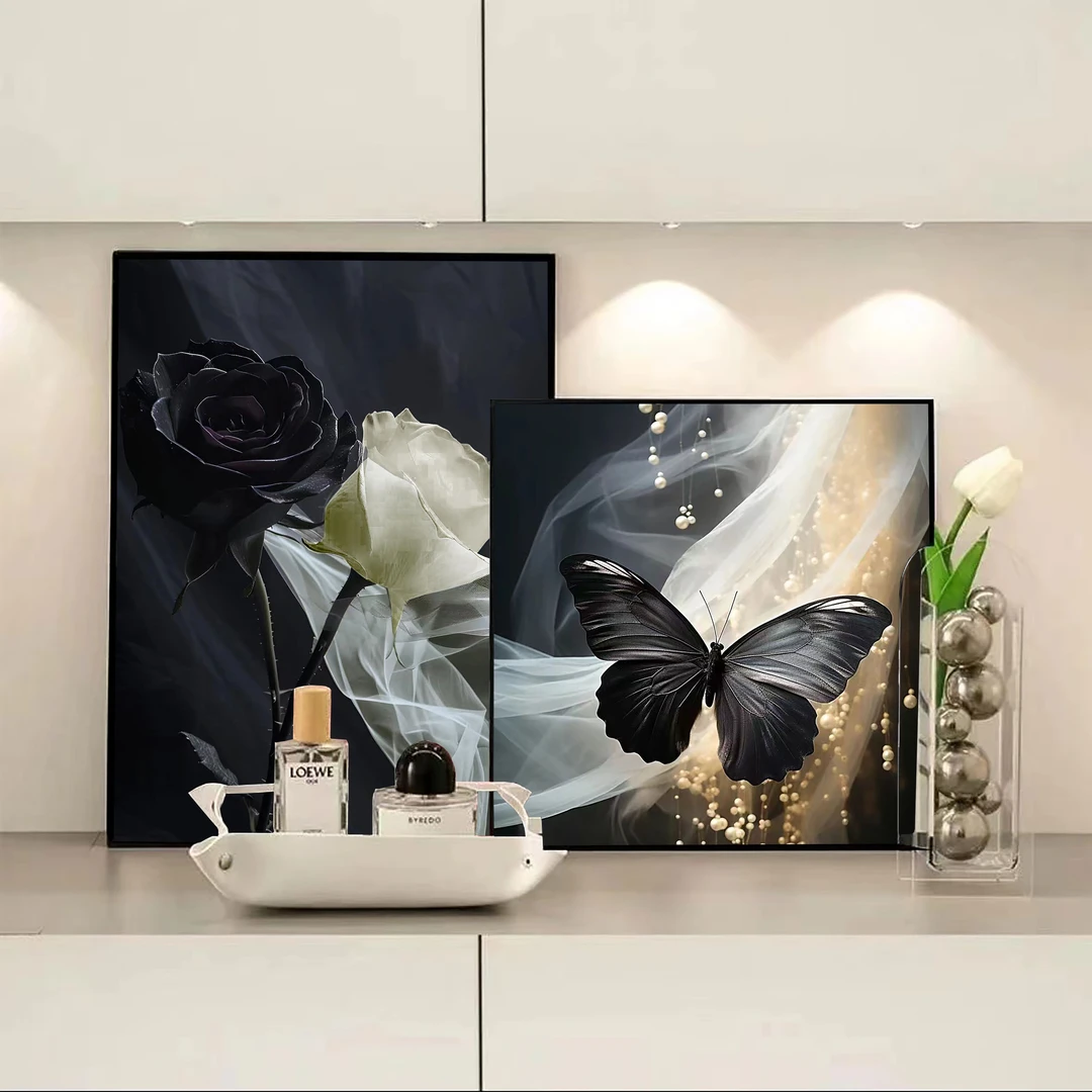 现代黑白高级感装饰画轻奢电视柜摆件摆画新家礼物装饰酒柜客厅