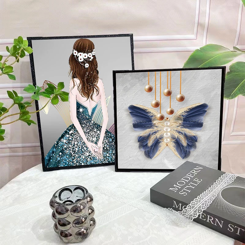 代简约风唯美装饰画电视柜女孩卧室沙发背景家居摆新家礼物客厅