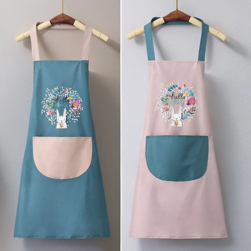 小熊围裙厨房家用围裙防水防油夏季薄款做饭围裙情侣围腰男女同款