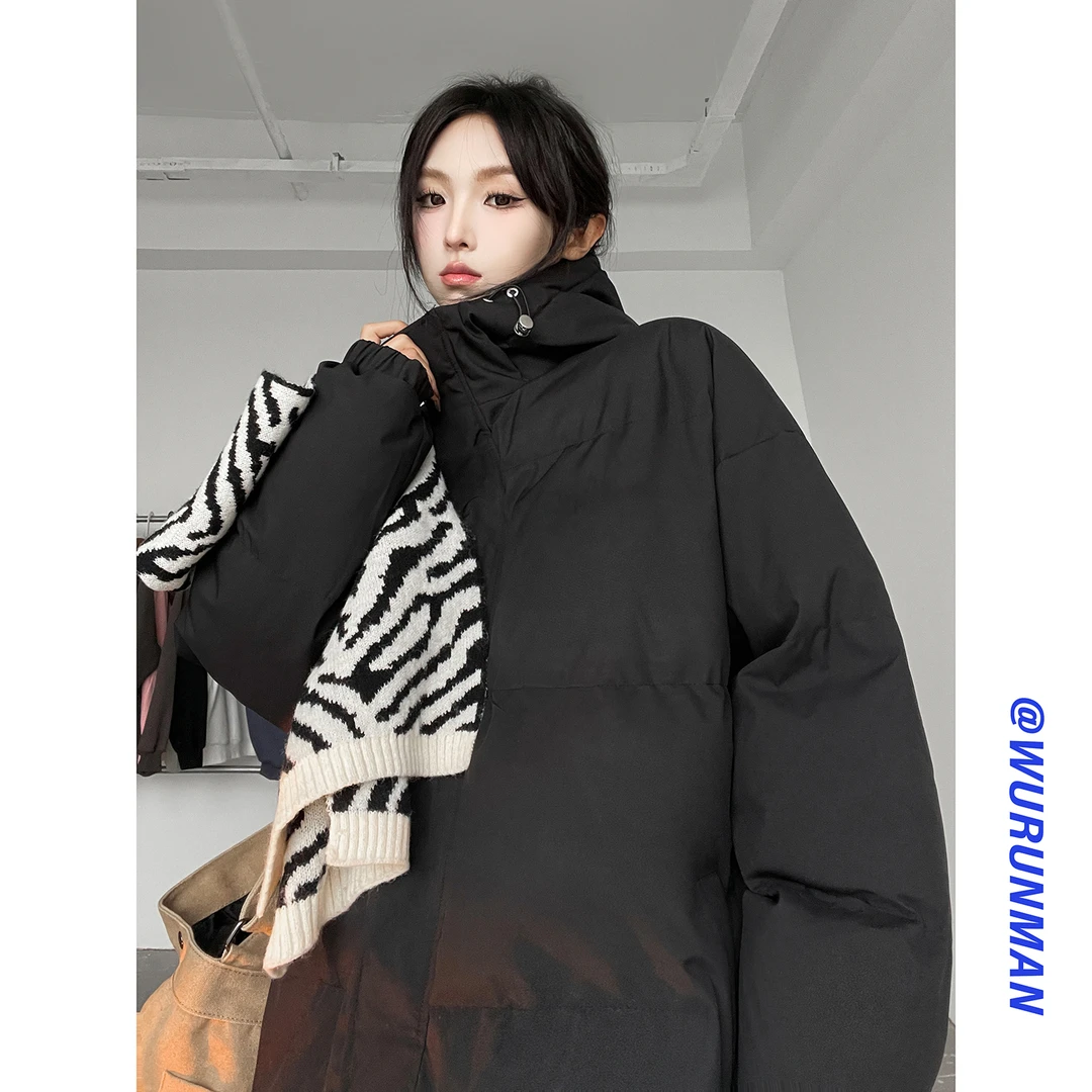 【发货快现货】连帽加绒加厚冬季棉衣宽松情侣保暖棉服ins港风外套