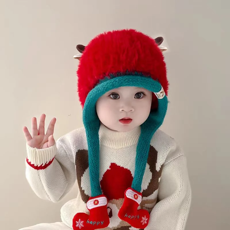 【CZON】2岁-12岁中童加绒保暖小熊卡通帽子