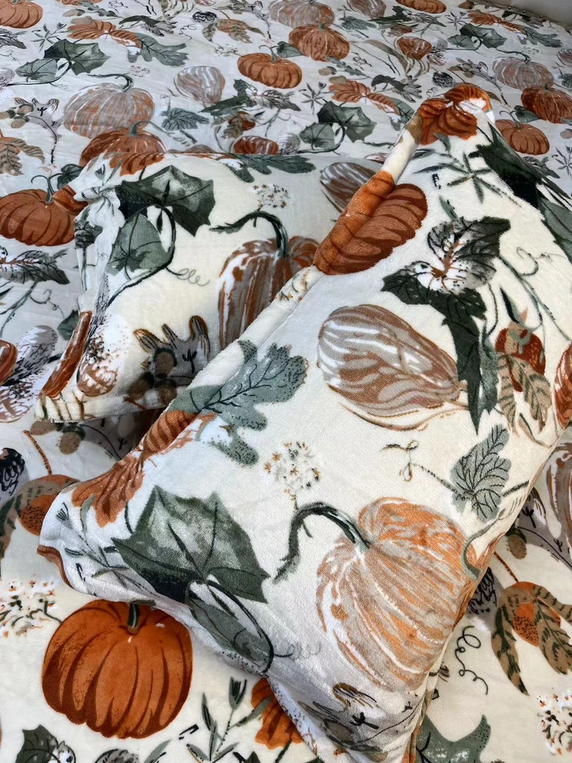 南瓜加厚绒枕套超柔