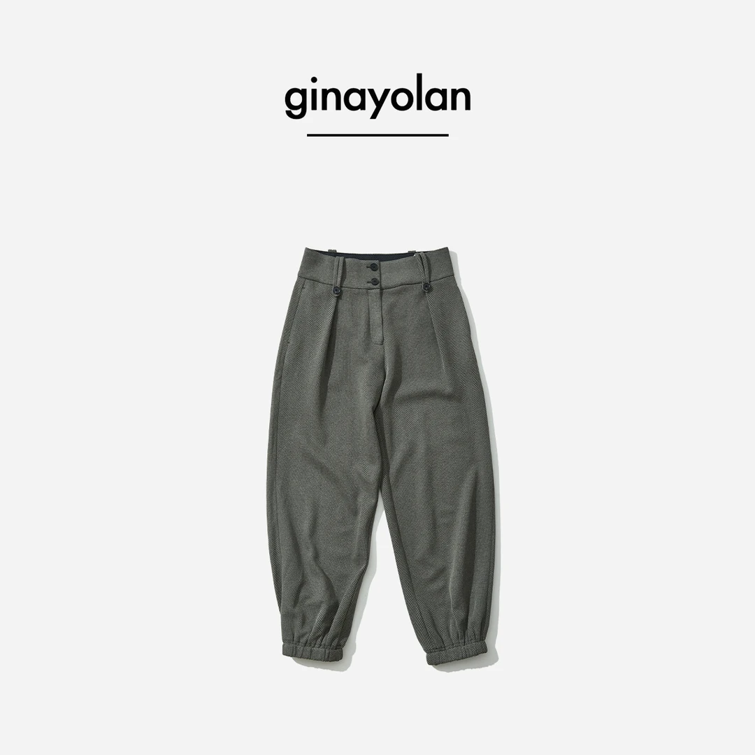 GINAYOLAN/瑾颜【设计师系列】意大利进口奢华面料时尚舒适休闲裤