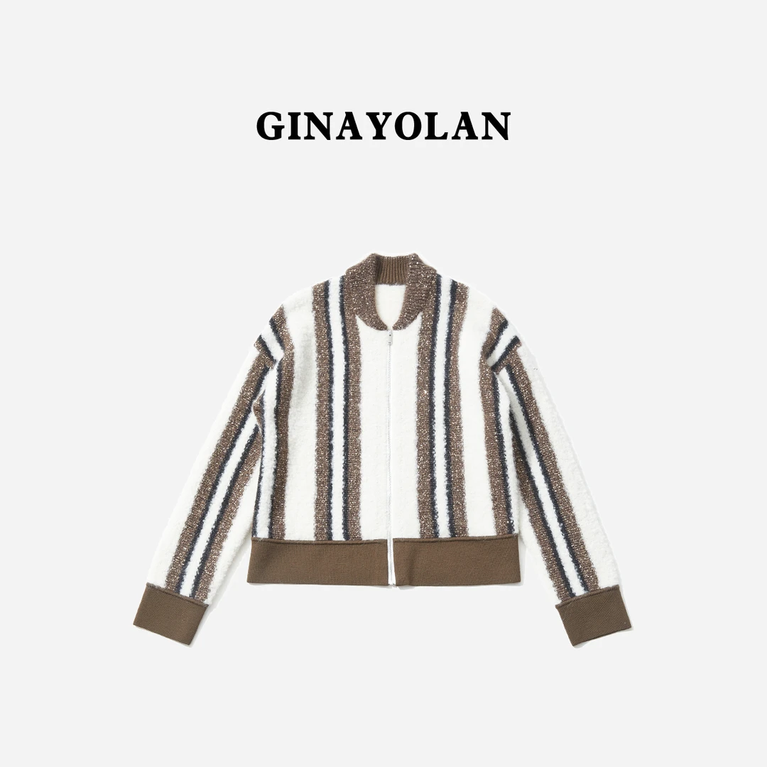 GINAYOLAN/瑾颜 | 亮闪奢华珠片精致秋冬时尚显瘦外套GY24AW028X