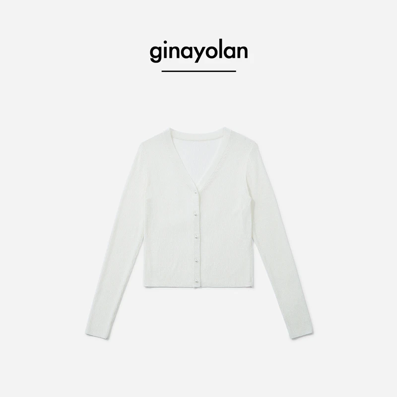 GINAYOLAN/瑾颜 马尔代夫 【意大利进口珍珠纱线】显瘦开衫