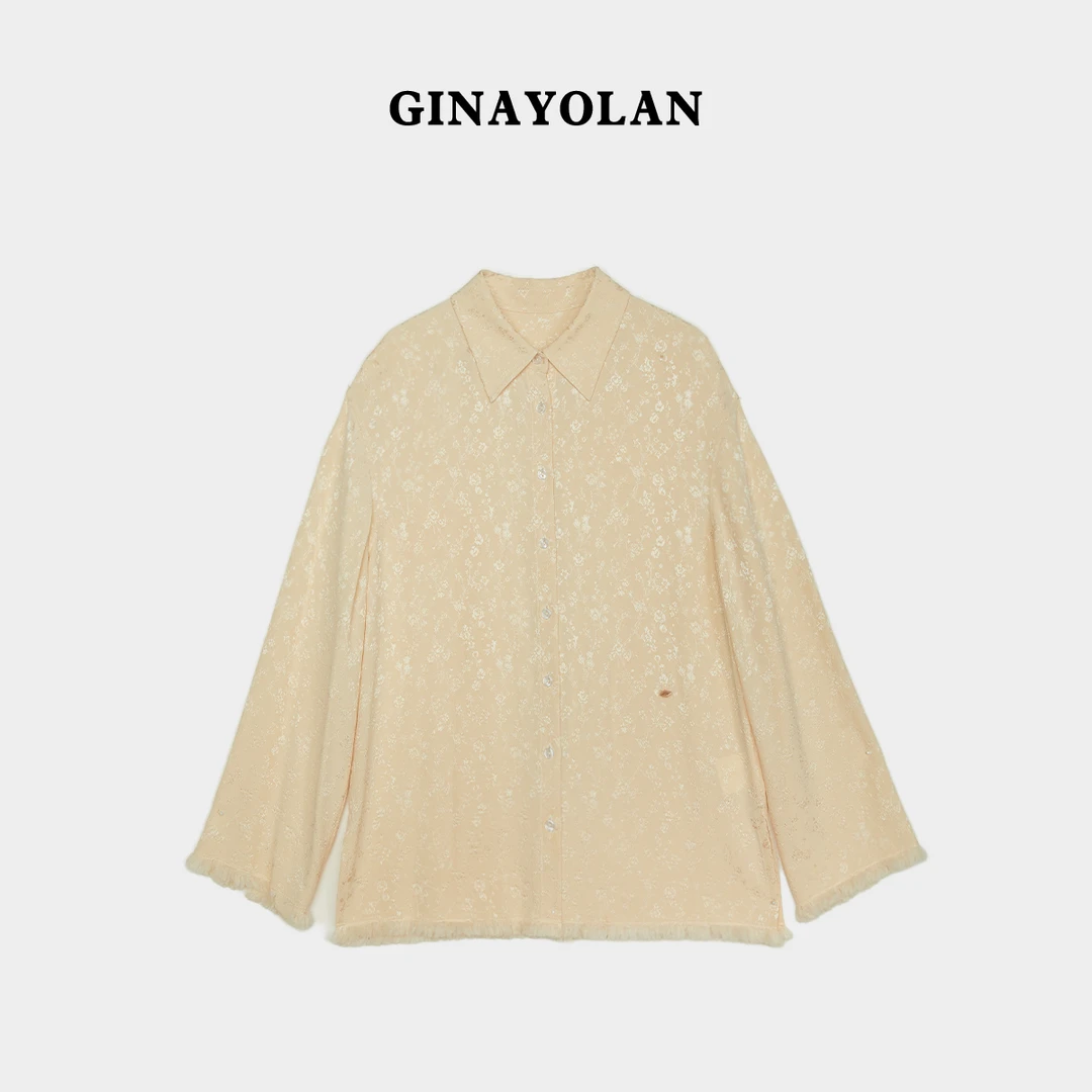 GINAYOLAN/瑾颜【设计师系列】衬衫女装上衣衬衣长袖春夏印花提花