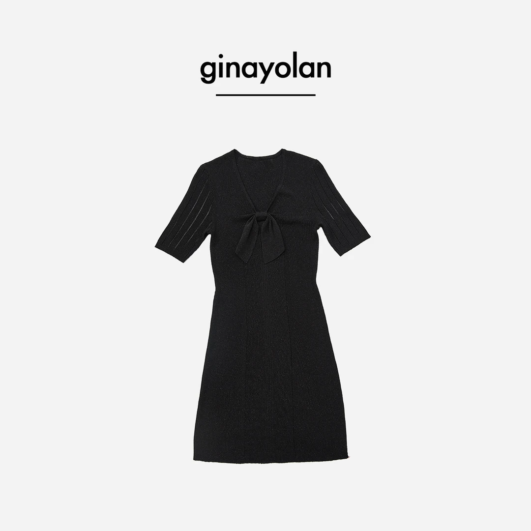 GINAYOLAN/瑾颜【水晶纱系列】意大利进口亮闪水晶纱时尚显瘦连衣裙