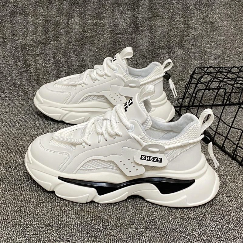 高级感潮牌厚底老爹鞋男2024青少年ins内增高网面透气运动休闲鞋