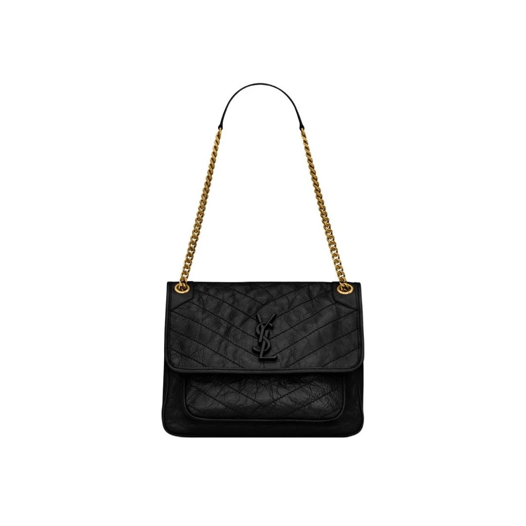 99新 YSL/圣罗兰 YSL niki中号黑金d扣经典时尚包/97新/JM5939