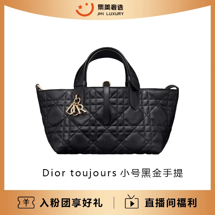 99新 DIOR/迪奥  toujours小号黑金手提时尚包 /公26500/JM6589