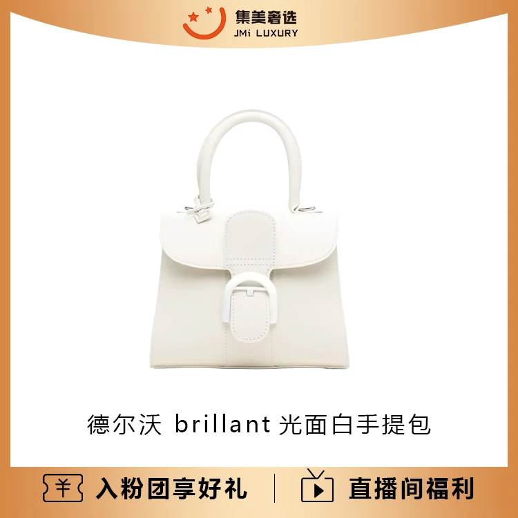 99新 Delvaux/德尔沃 Brillant光面白色手提时尚包/JM9470