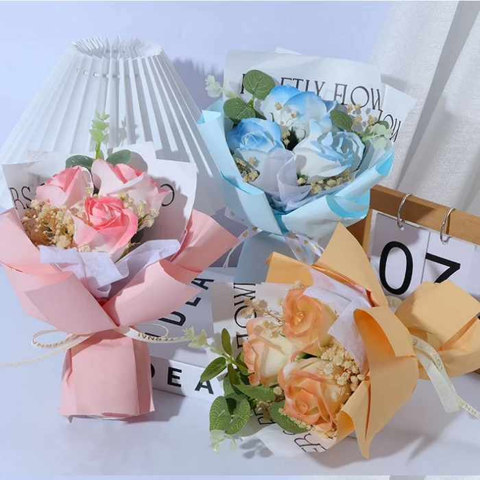 3渐变玫瑰花束香皂花束卡通花束创意礼物毕业情人节礼物包邮