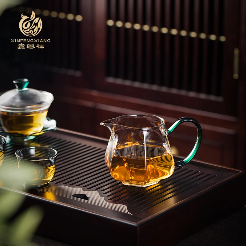 六角钻石公道杯高硼硅耐热高档手工分茶茶具大容量功夫茶道茶海