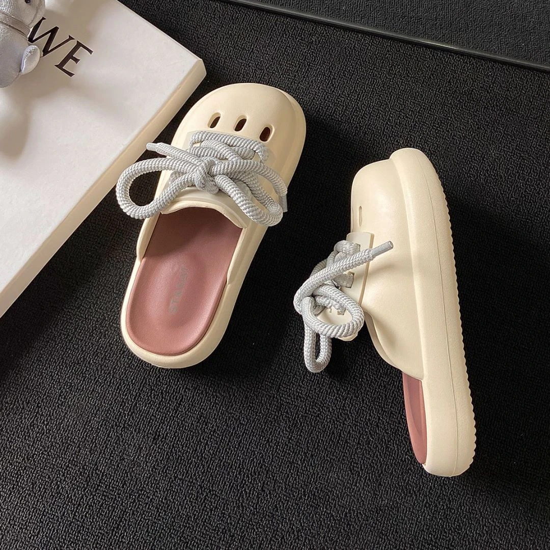 星期六奶呼呼可爱包头洞洞鞋24年夏季新款踩屎感厚底百搭休闲凉拖