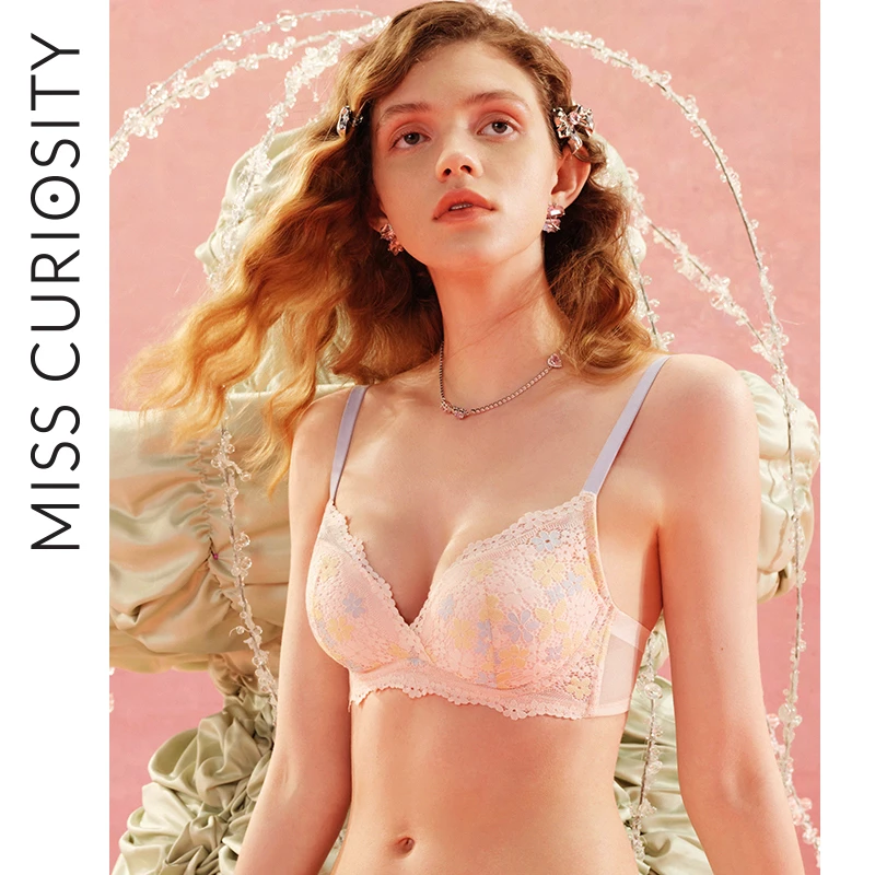 【小胸聚拢】内衣女无钢圈文胸罩性感法式蕾丝美肤小胸显大-贝兰 JL