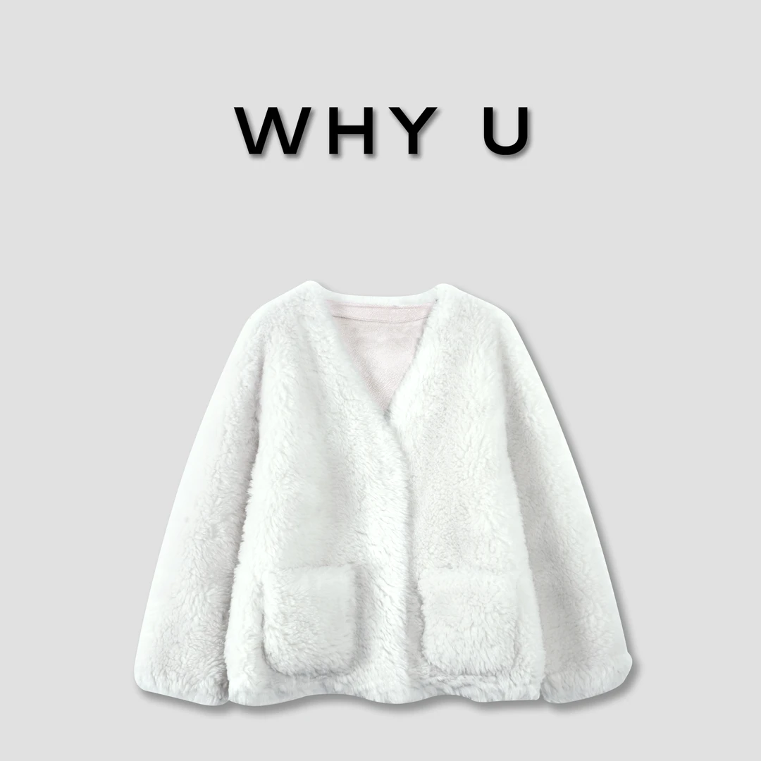 【清新派】全羊毛颜色渐变粉白保暖毛绒外套女