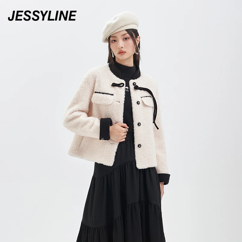 jessyline冬季专柜新款女装 杰茜莱羊羔毛绒皮草外套女 344121362