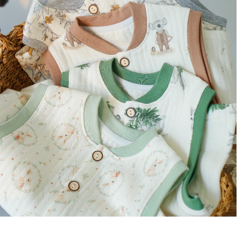 【蕾帝巴蒂】2024年秋冬新款三层棉儿童小马甲北欧风秋冬宝宝棉马甲