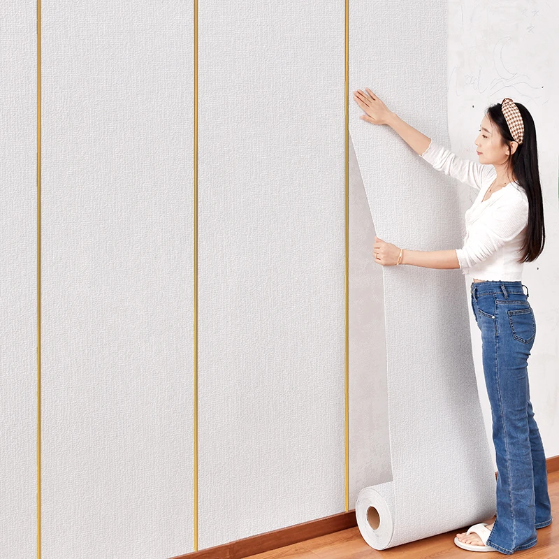 加厚亚麻墙纸自粘3d立体墙贴防水防潮卧室墙布电视背景墙翻新贴纸