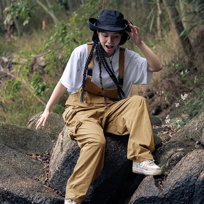 Nobaday工装背带裤男女情侣款复古简约透气户外野营裤连体裤24001