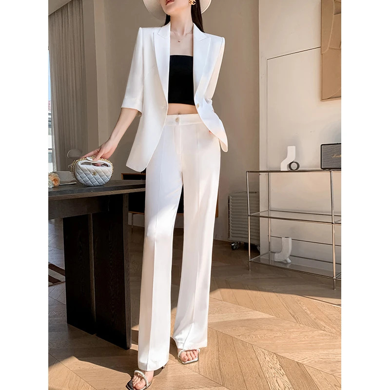 夏装轻奢高档西装套装女2025新款时尚气质职业七分袖西装薄款