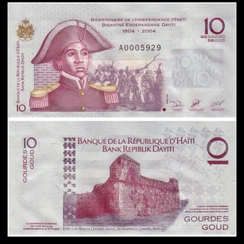 全新初版A冠 海地10古德2004年独立200周年纪念钞美洲钱币外币UNC