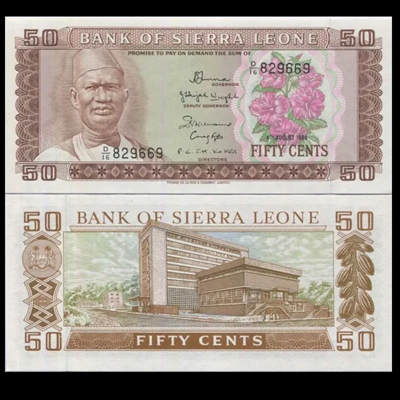 全新UNC 塞拉利昂50分1984年 非洲纸币 钱币外币收藏保真
