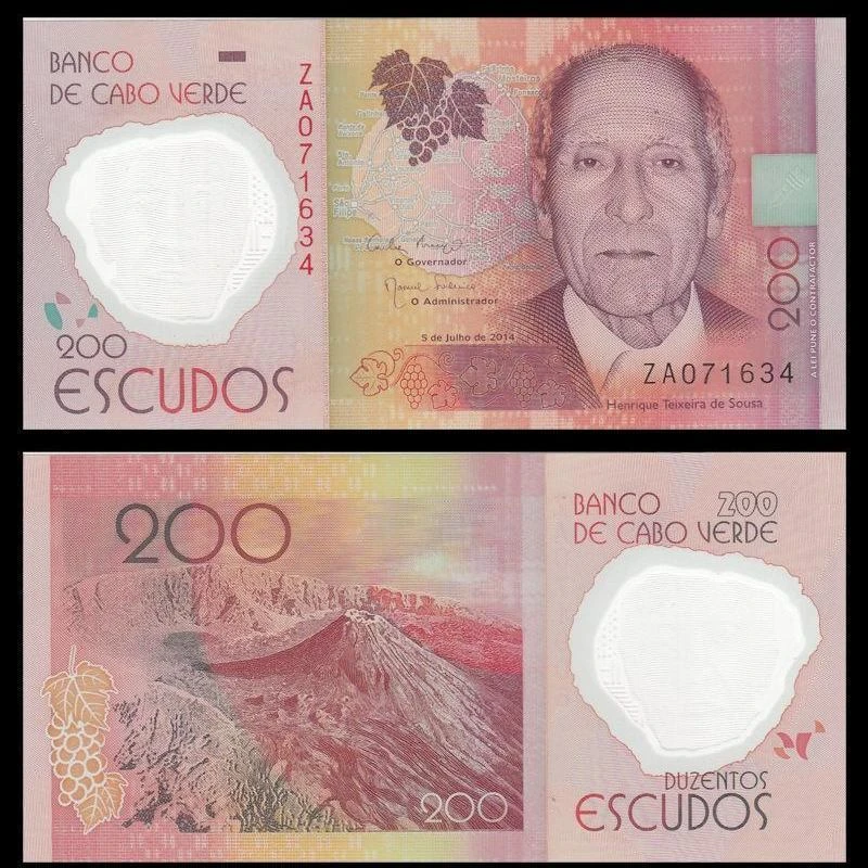 全新ZA补号 佛得角200埃斯库多2014年塑料钞 非洲外币UNC收藏保真
