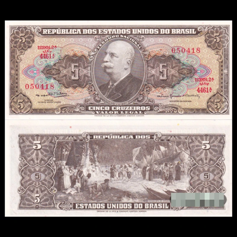 全新初版 巴西5克鲁塞罗 1962年 美洲外币钱币UNC