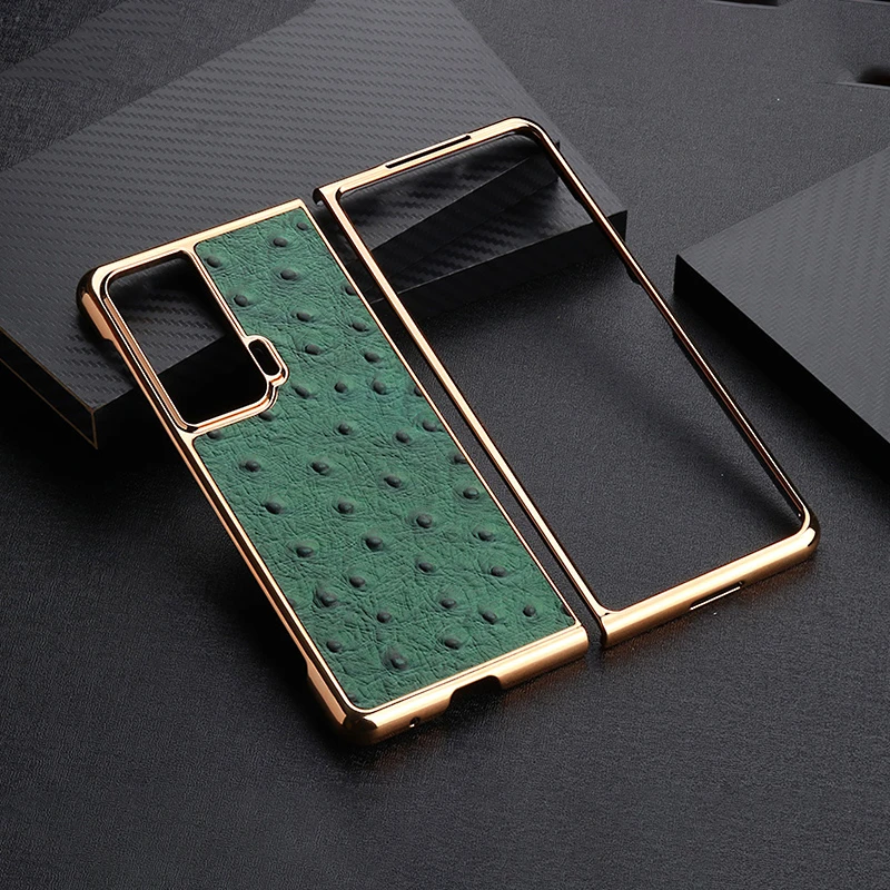 荣耀MagicVS手机壳折叠屏真皮鸵鸟纹电镀防摔VS带前框高端保护套
