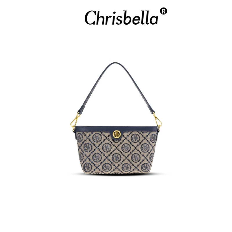 CHRISBELLA新款复古中古帆船包时尚星钻双根肩带可手提单肩斜挎包