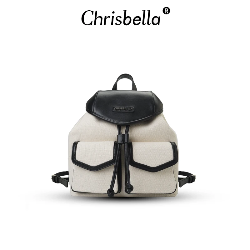 CHRISBELLA新款多功能女士经典极简设计慵懒背包时尚百搭双肩包
