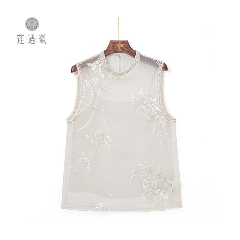 （绣花系列）桑蚕丝绣花工艺背心马甲新中式莲遇曦女装ZQ24A144-513