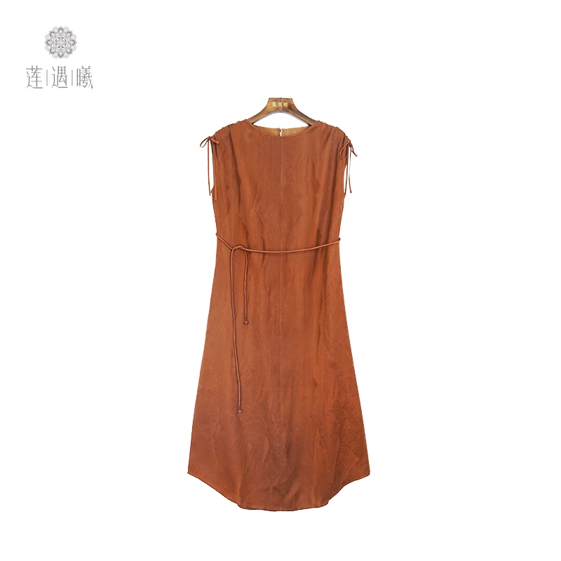 浅山红云纱女式中国风连衣裙莲遇曦时装3a4298