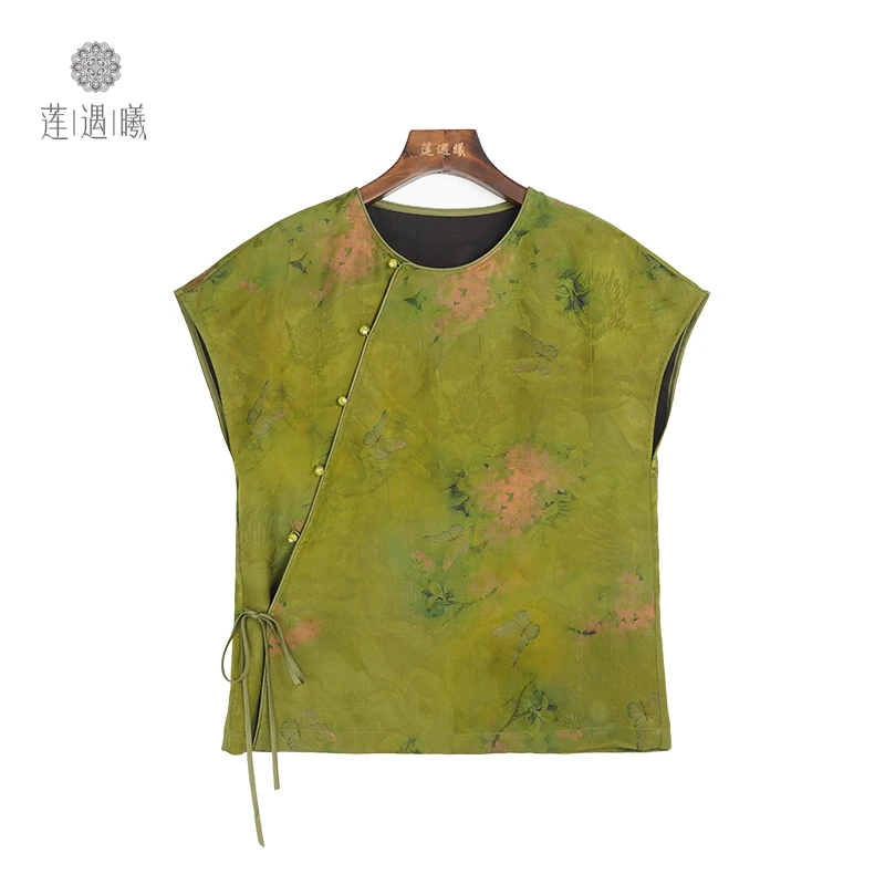 小重缎女式中国风无领落肩小上衣莲遇曦时装1a78661