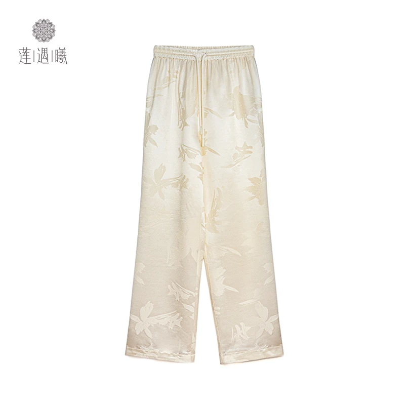 莲遇曦企业店   爱丽丝.鸢尾花小直筒裤   桑蚕丝女装ZQ24019-525