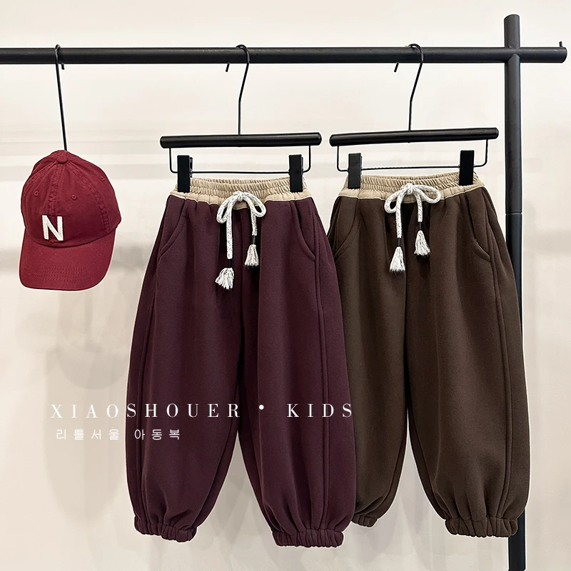 【小首尔】现货-txb男童撞色加绒裤子保暖宽松长裤HBB2970