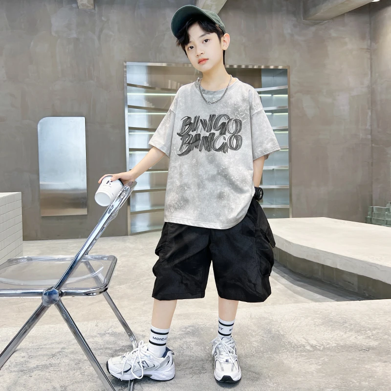 男童夏款套装2024新款宽松短袖中大儿童两件套潮1【QSX】BF497