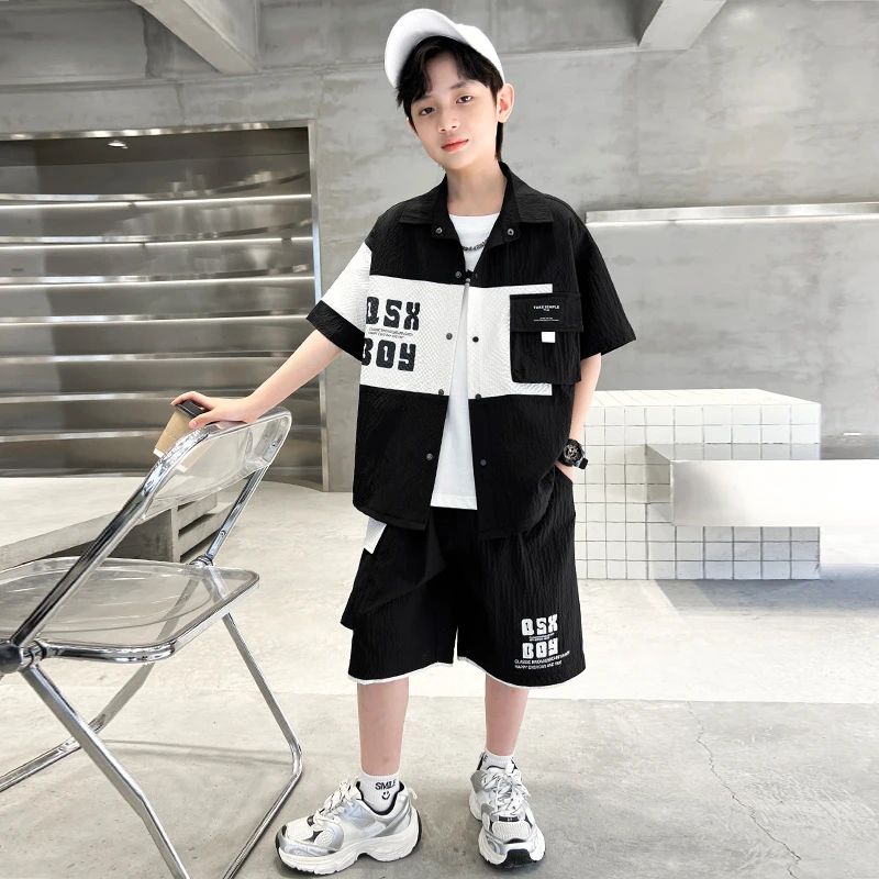 男童夏款套装新款夏季时髦中大儿童夏装两件套网红【QSX】BF324