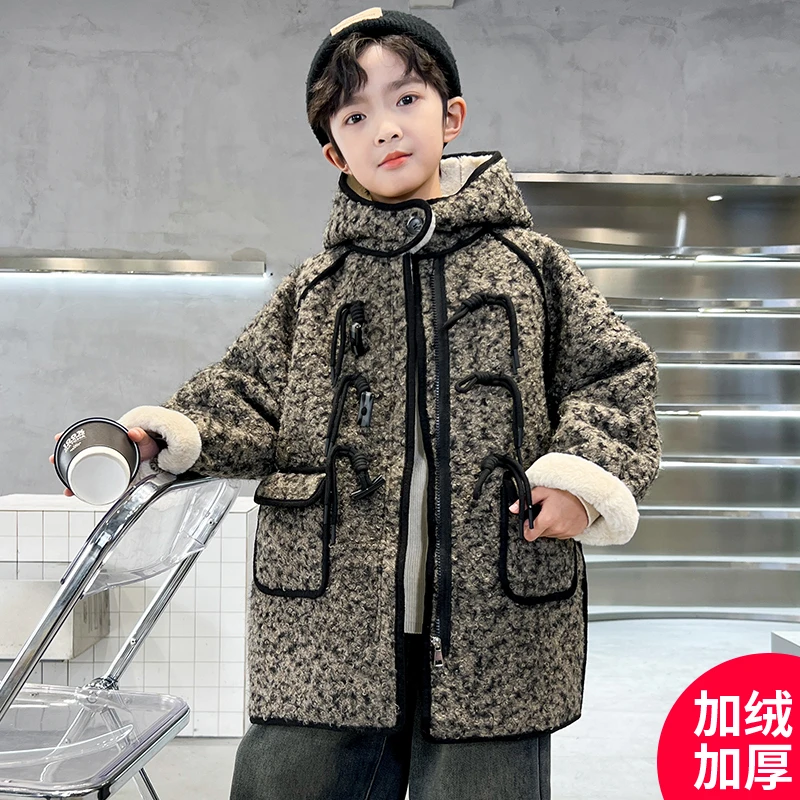 男童秋冬外套2024新款加绒加厚中大童呢子大衣【QSX】CF272