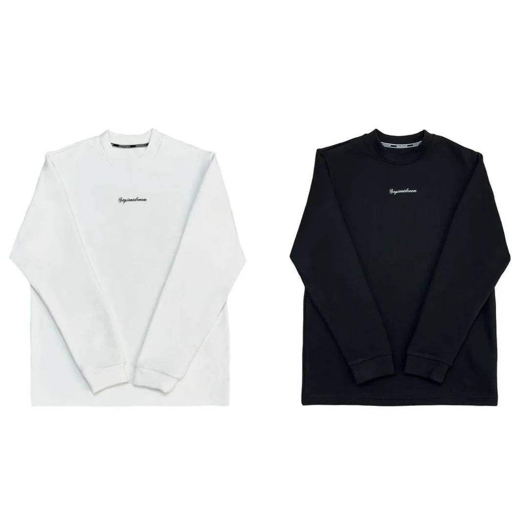 [YY。]黑白两色刺绣小字母双面绒感保暖打底衫儿童体恤（暖暖冬日)