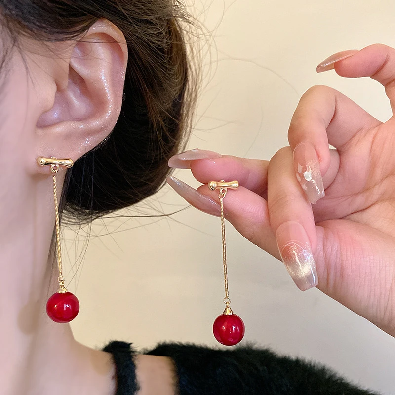 铜合金亚克力耳饰 ED012辞旧迎新时尚百搭小众简约长款港风耳饰品