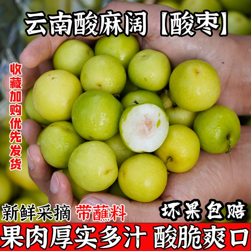 云南酸麻阔新鲜临沧孟定特产青酸枣子酸脆甜多汁孕妇水果整箱包邮