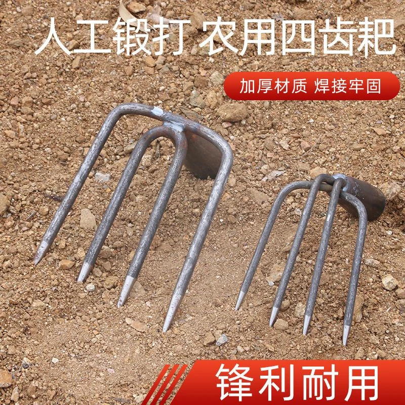 多齿钢耙耙子抓钩耙二齿三齿四齿耙翻地抛红薯抛花生加固耐用锋利