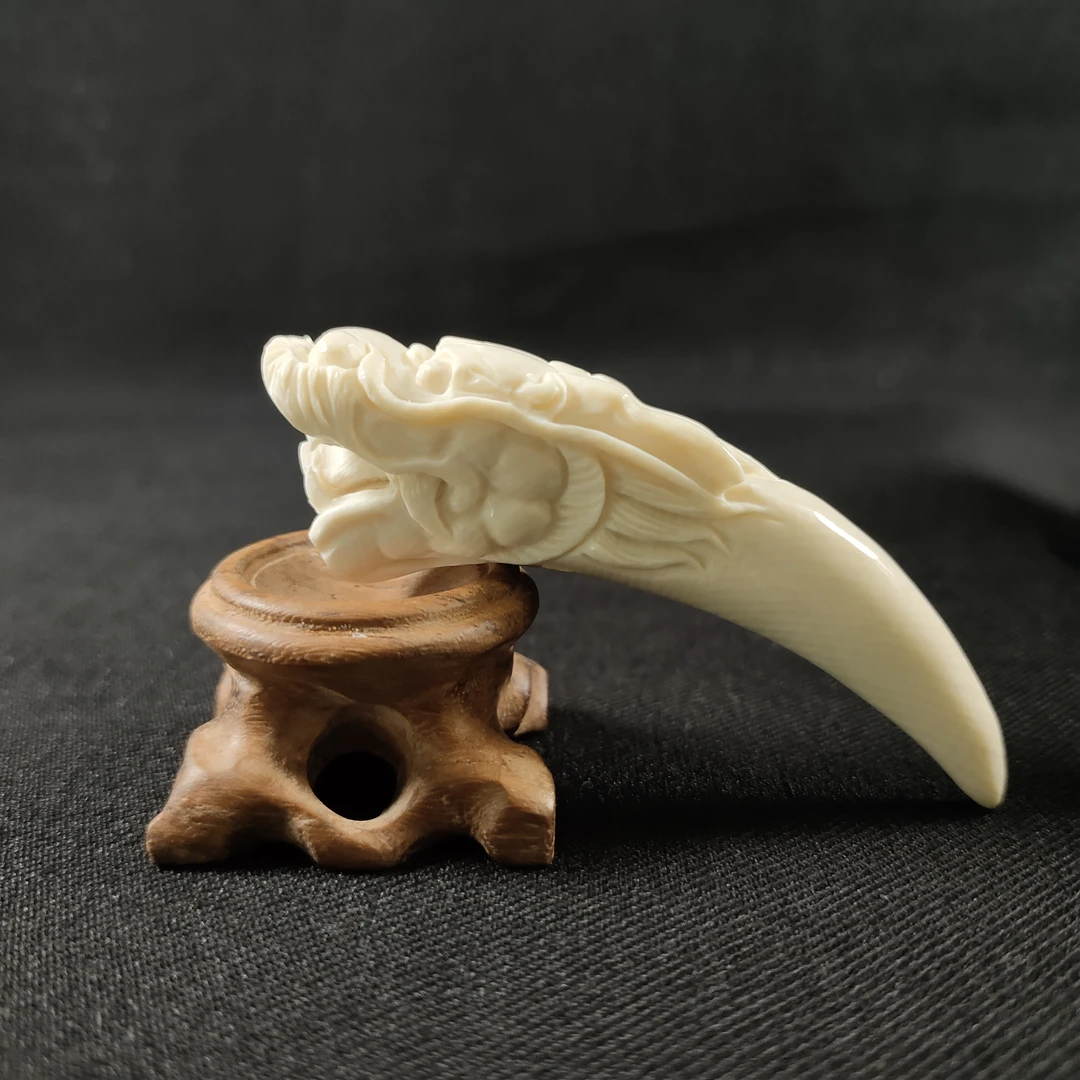 PJY14   只做天然猛犸牙   龙头牙尖   70x20x15mm