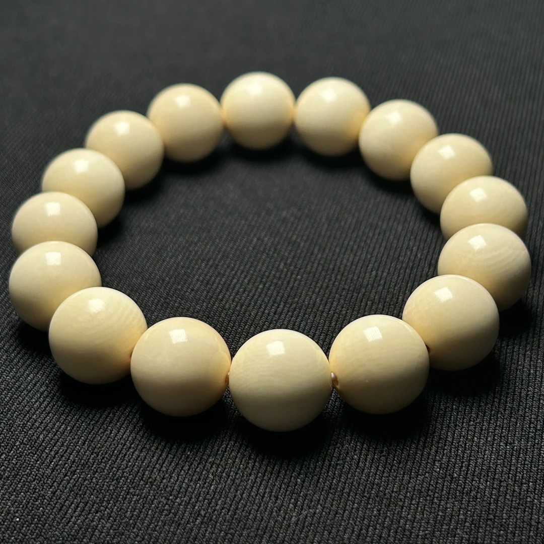 P073单圈圆珠手串16毫米 优选同根芯料天然冰料猛犸