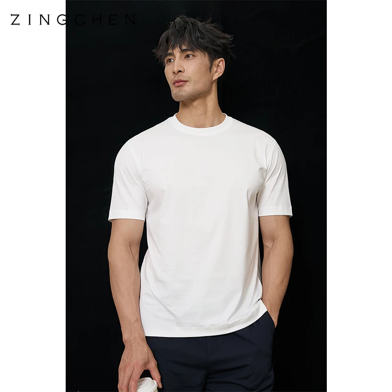 【棉花中的王者】ZINGCHEN高奢200支液氨丝光PIMA棉百搭短袖t恤男