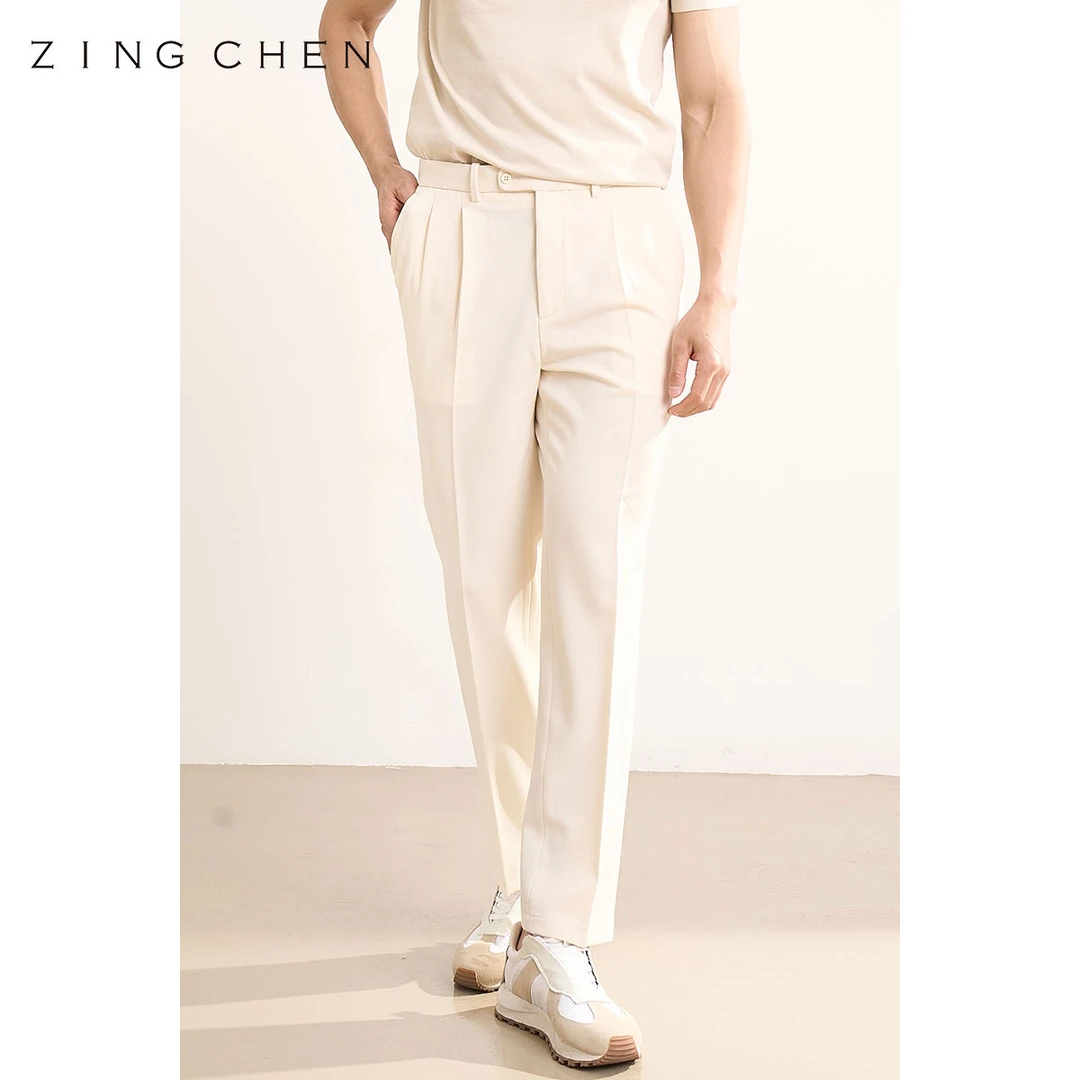 【抗皱可机洗面料】ZINGCHEN休闲西裤男装 意式双褶休闲裤长裤直筒